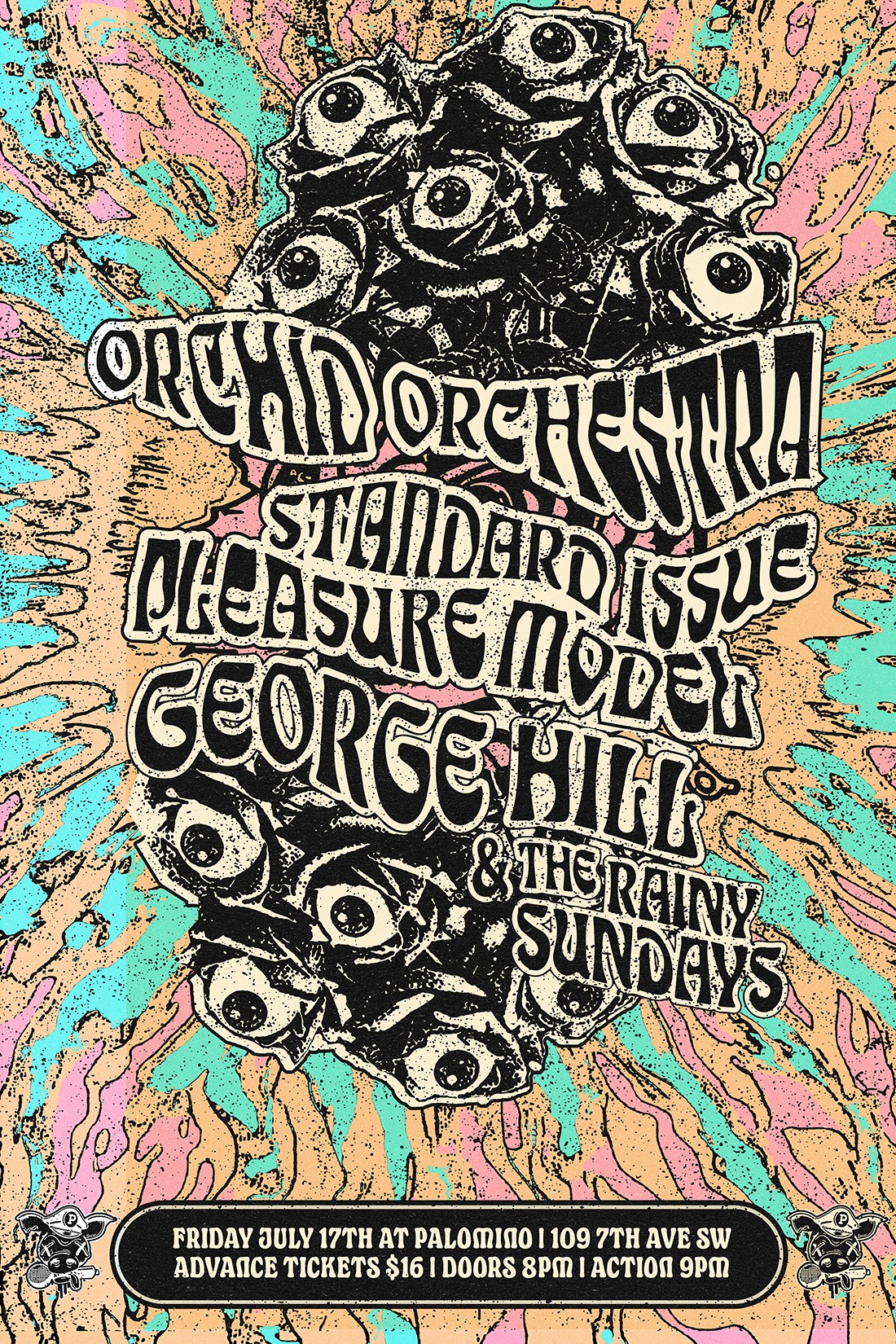 Stolen Moon, Standard Issue Pleasure Model and George Hill & The Rainy Sundays event poster from The Palomino