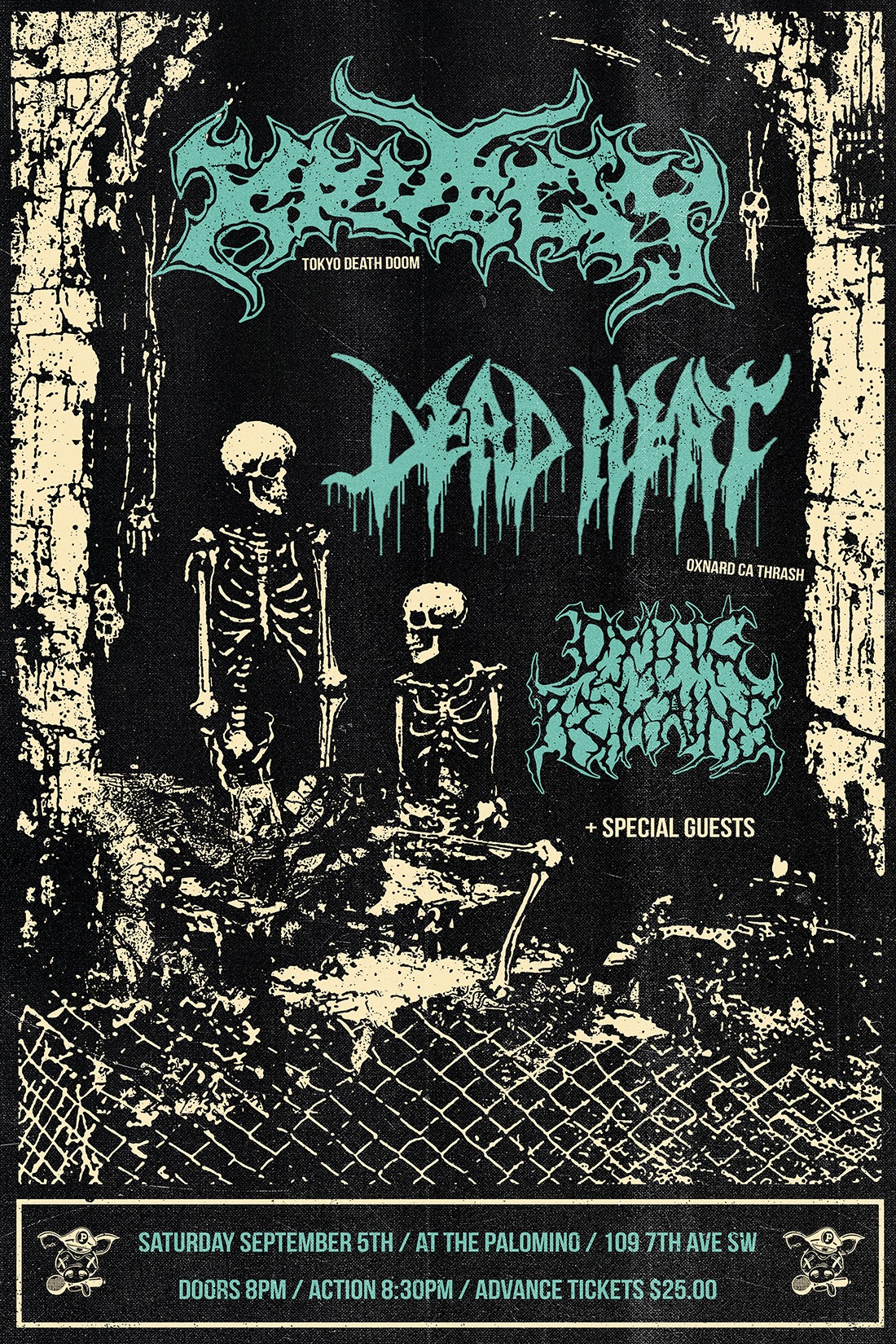 KRUELTY, Dead Heat and Dying Remains event poster from The Palomino