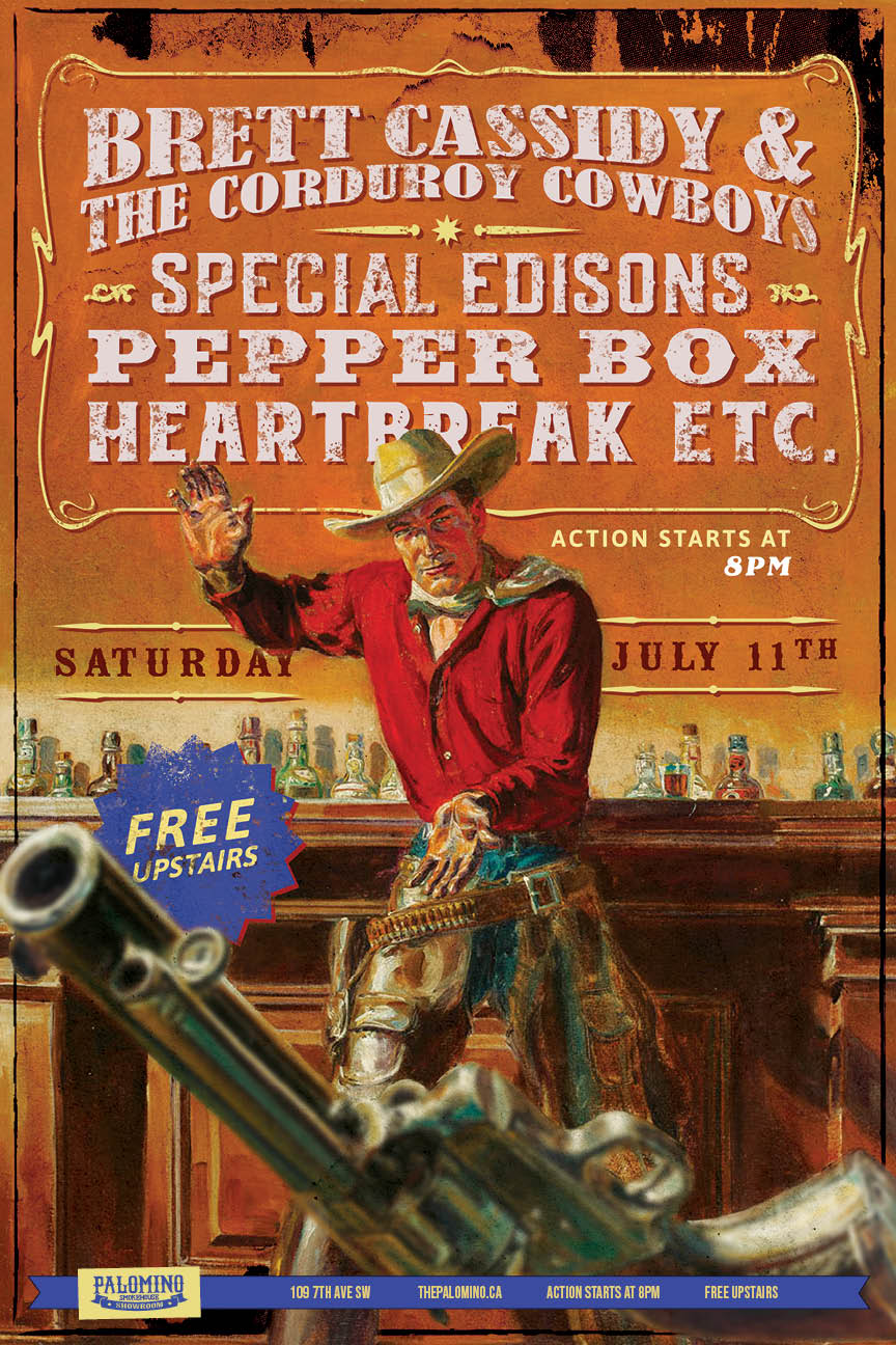 Free Stampede Action with Brett Cassidy event poster from The Palomino