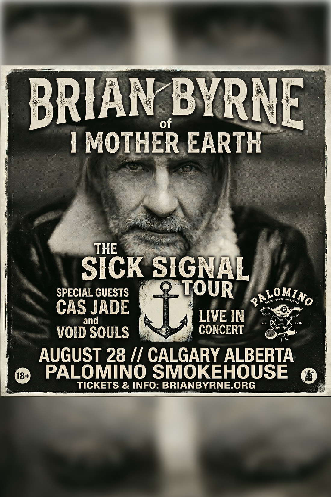 Brian Byrne of I Mother Earth with Cas Jade and Void Souls event poster from The Palomino