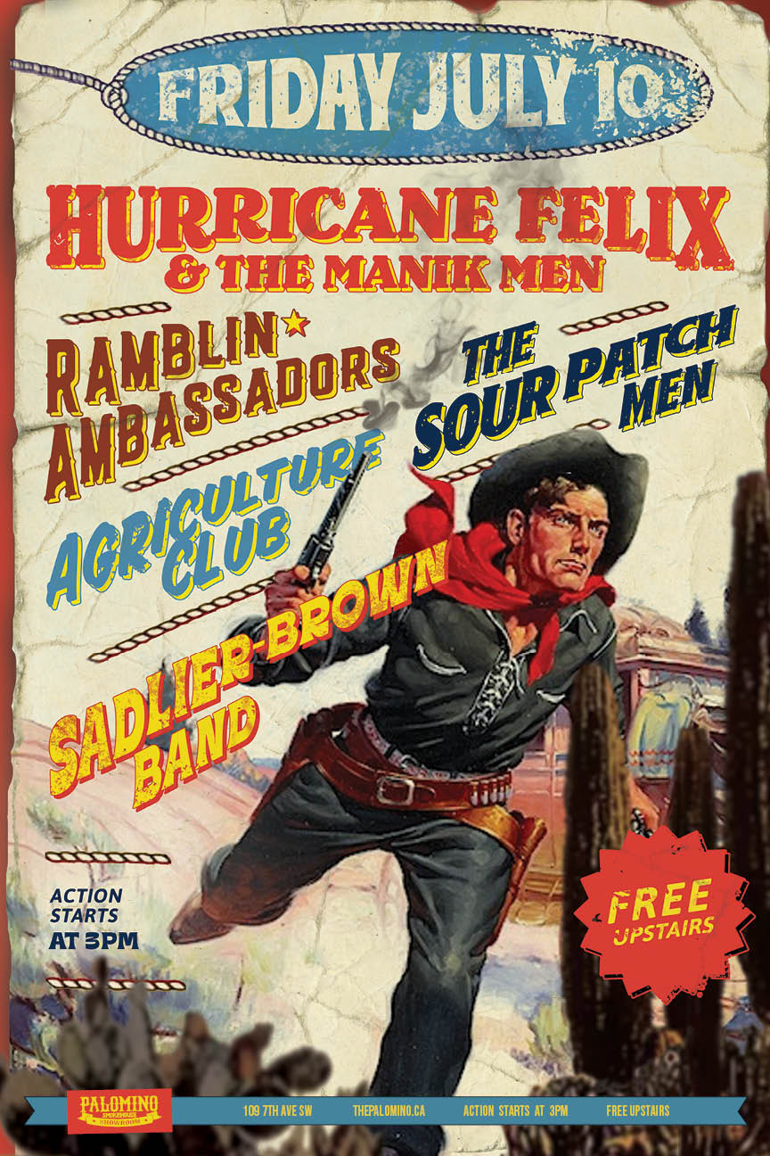 Free Stampede Action with Hurricane Felix event poster from The Palomino