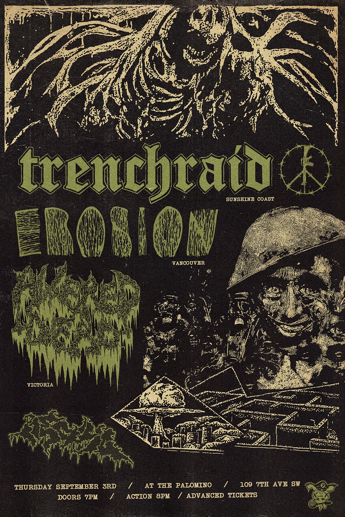 Trenchraid, Erosion, Altered Dead and Red40 official Palomino event poster